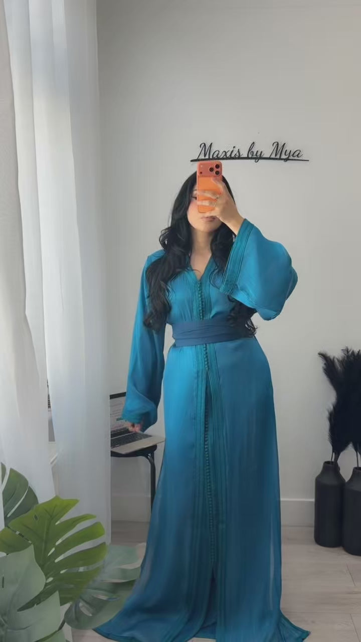 Organza Turquoise Classic Kaftan