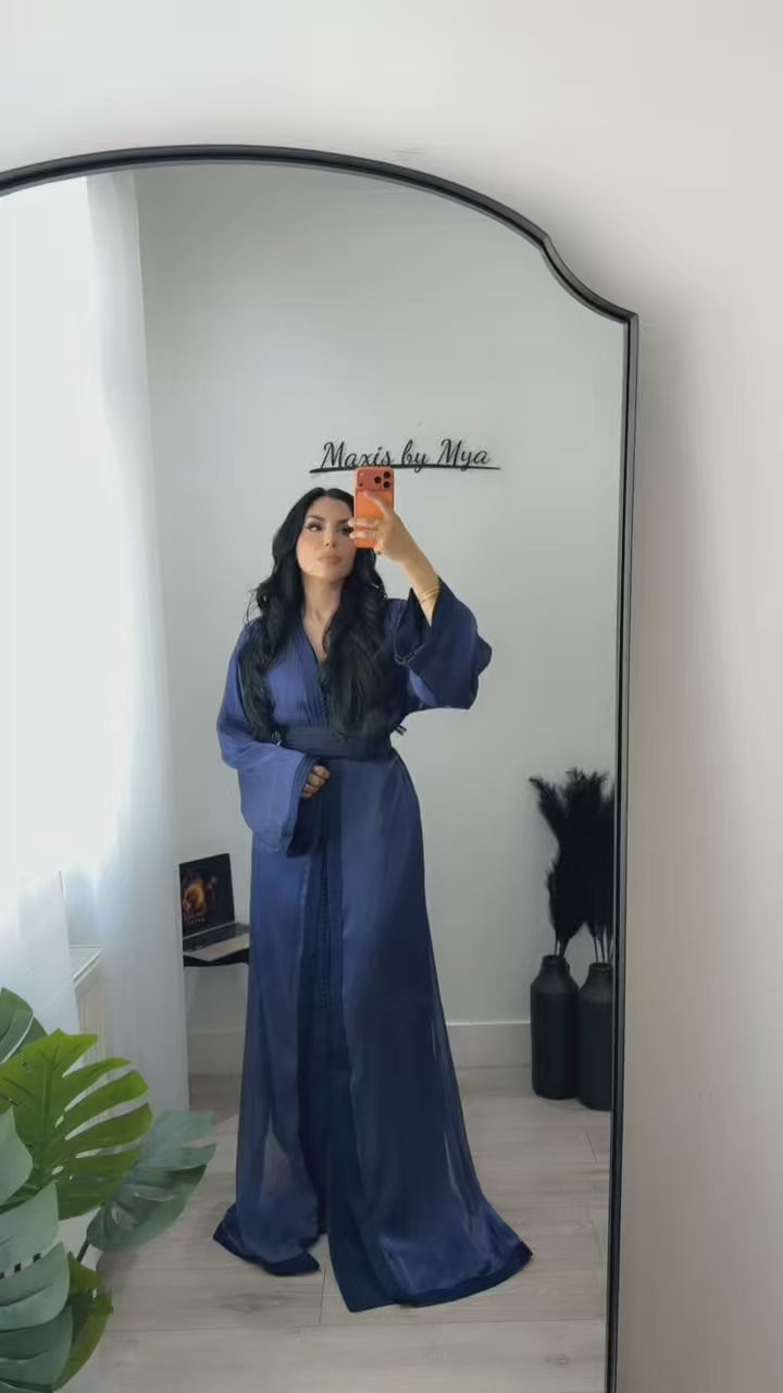 Organza Navy Blue Classic Kaftan