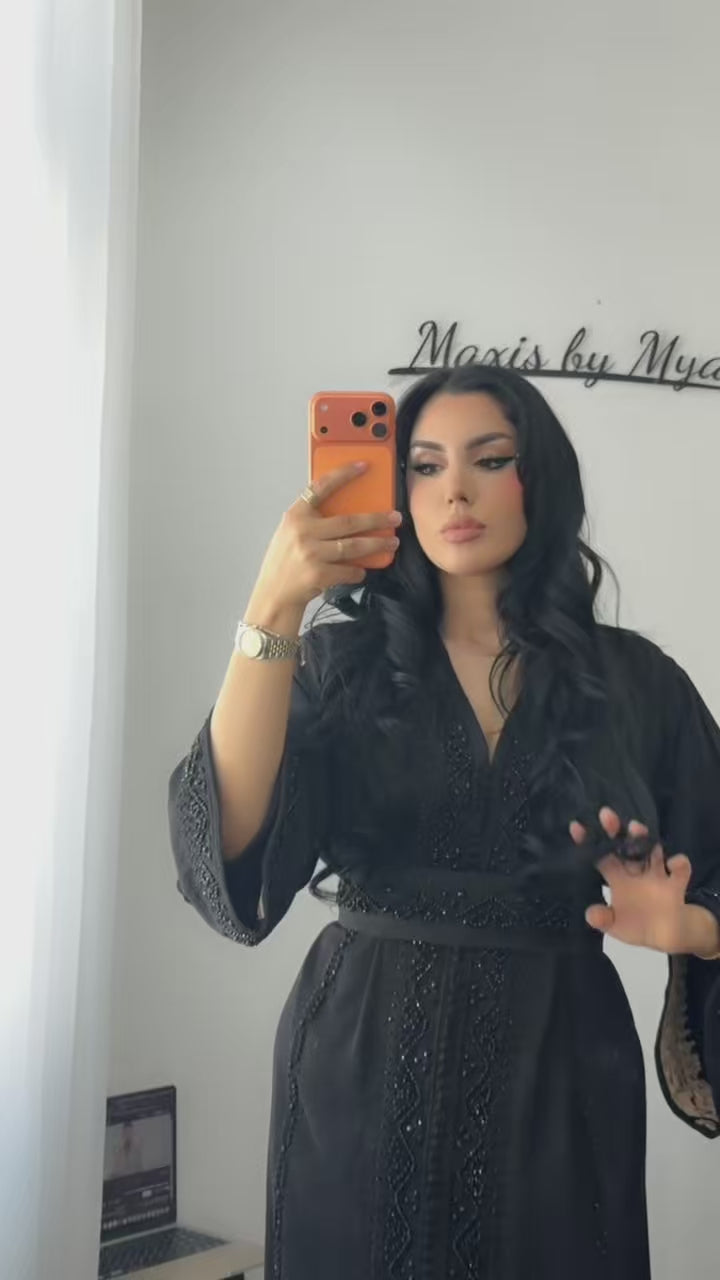 Classic Black Embroidery Kaftan