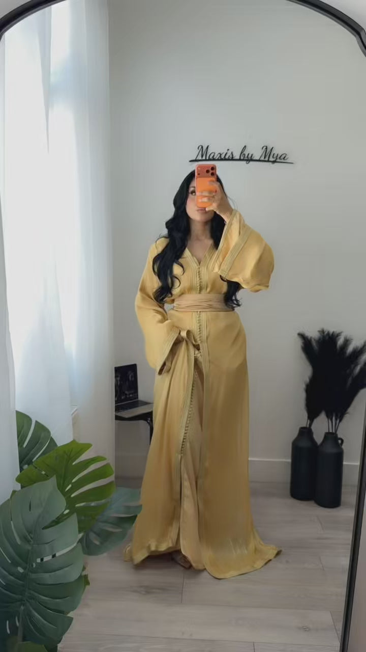 Organza Yellow Classic Kaftan