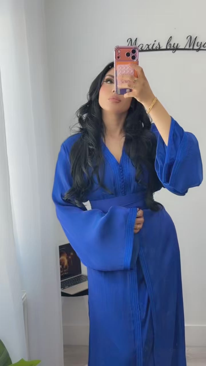 Organza Royal Blue Classic Kaftan