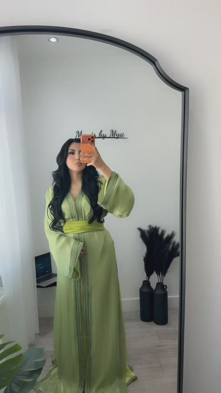 Organza Pistachio Classic Kaftan