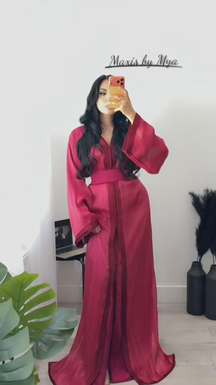 Organza Raspberry Red Classic Kaftan