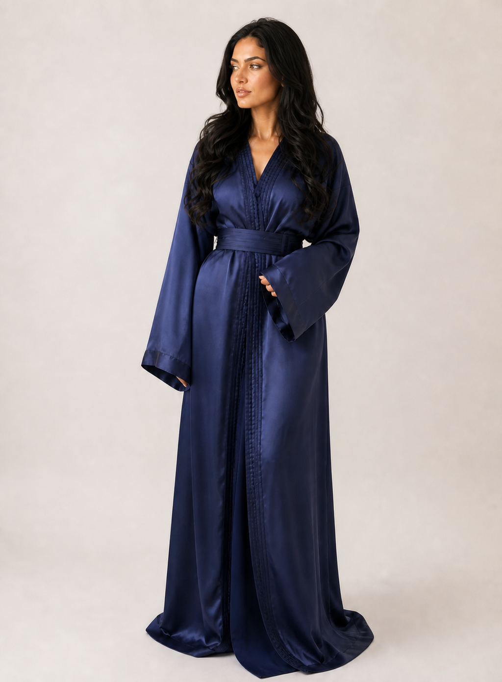 Organza Navy Blue Classic Kaftan