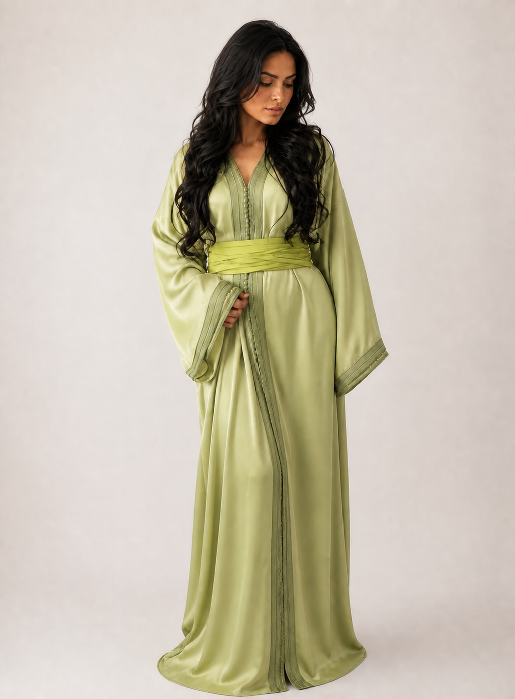 Organza Pistachio Classic Kaftan