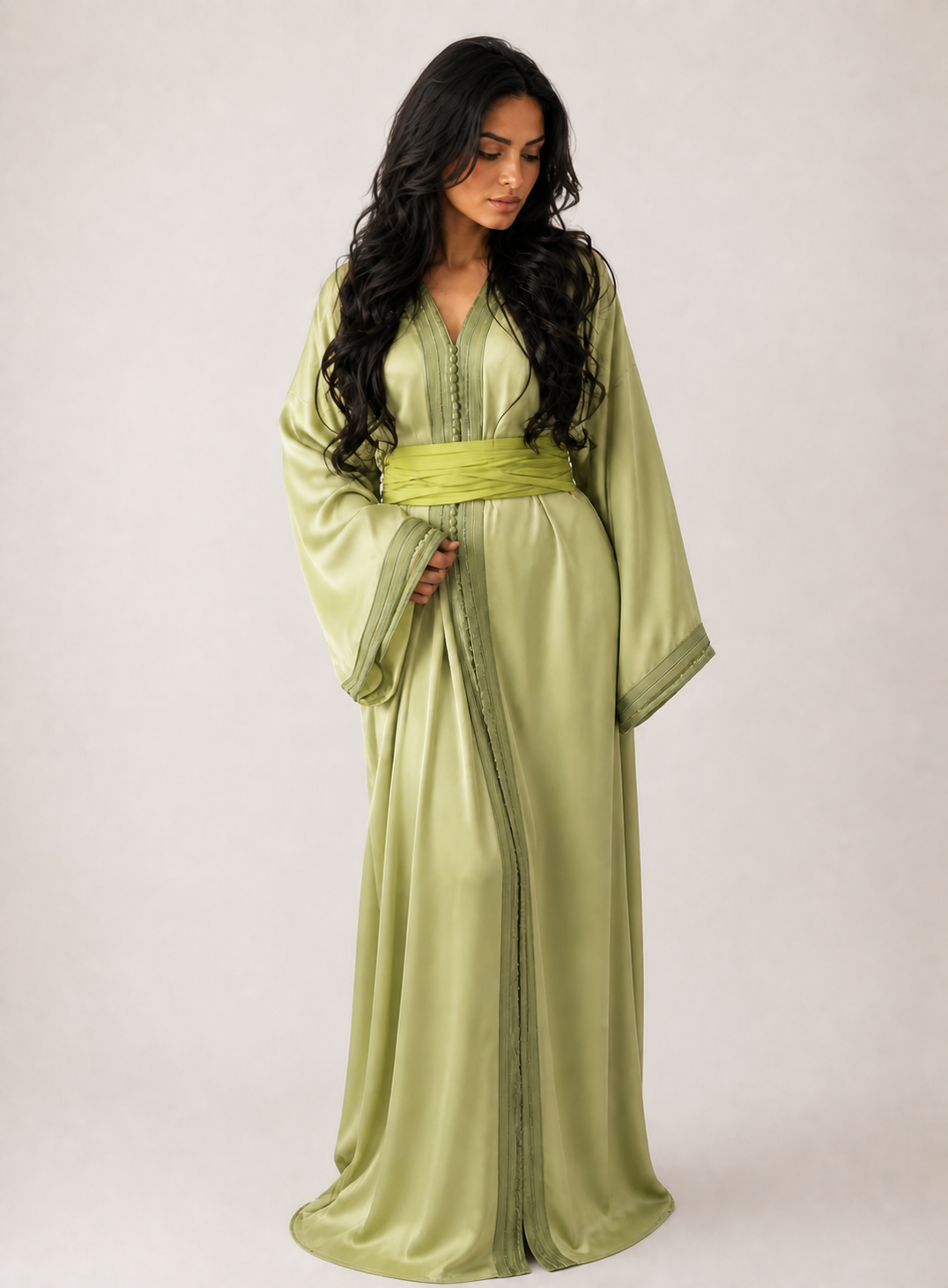 Organza Pistachio Classic Kaftan