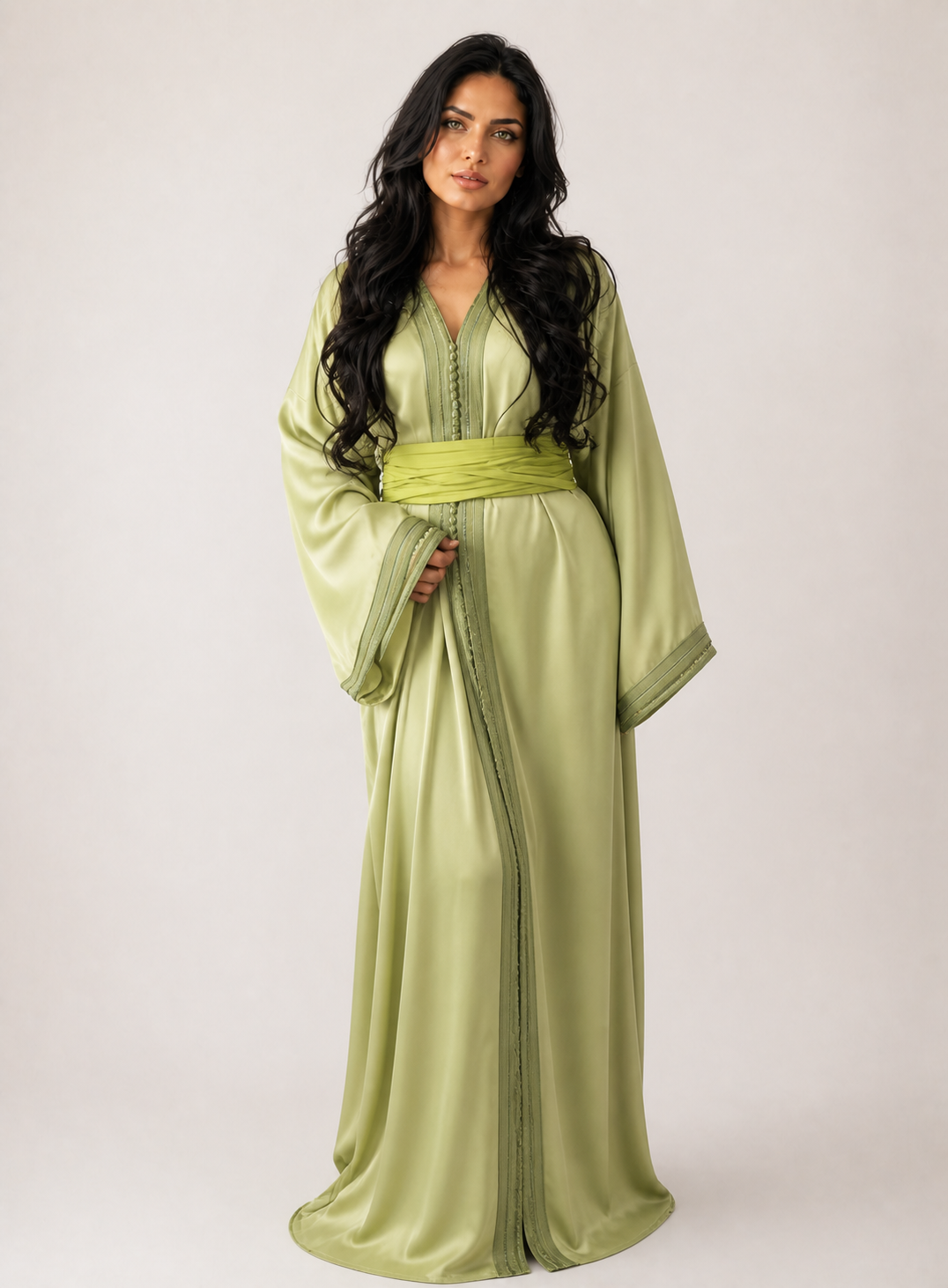 Organza Pistachio Classic Kaftan